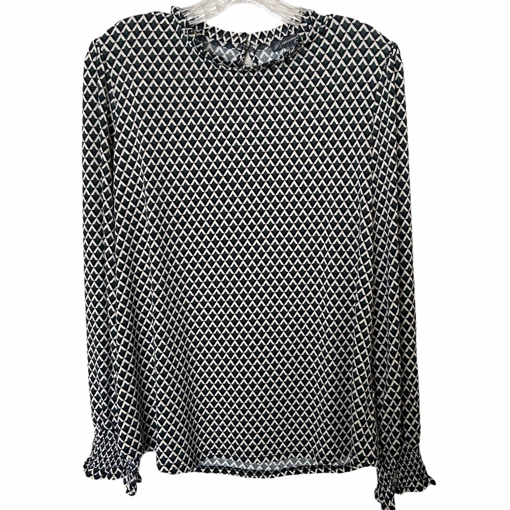 Adrianna Papell Green Geometric Diamond Blouse